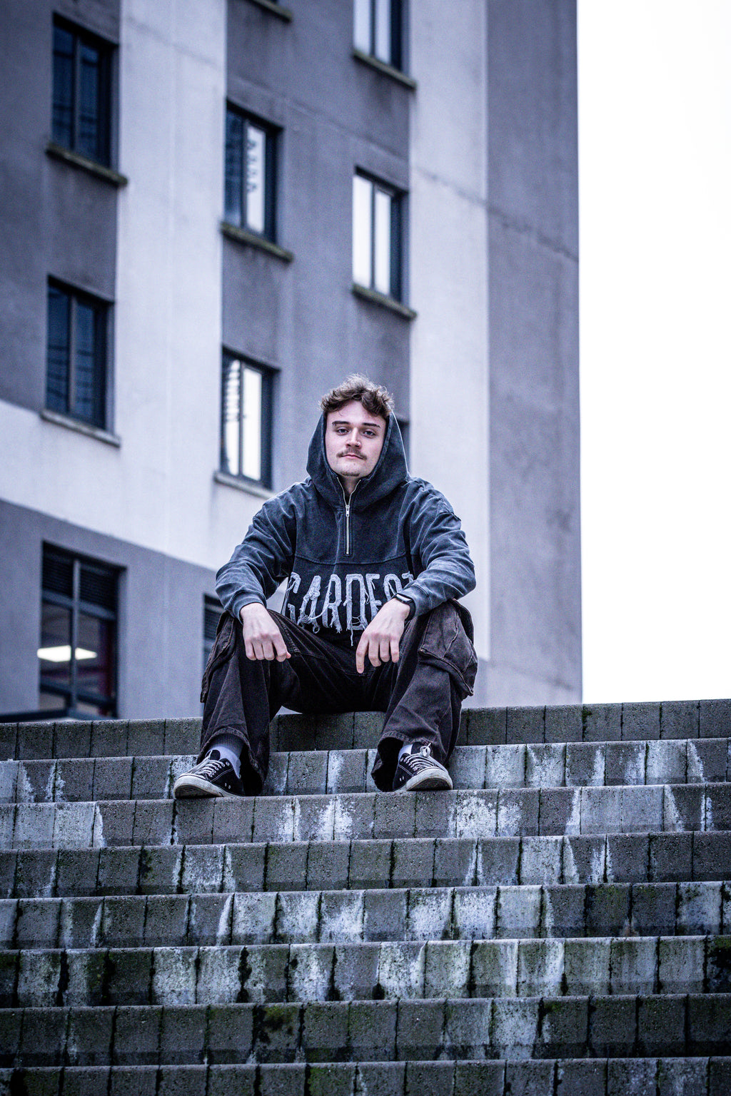 Gardeot Acid Wash Boxy 1/4 Inch Hoodie